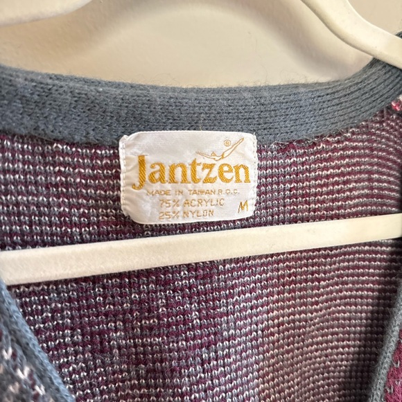 Vintage Jantzen • Button Cardigan Sweater Floral Folklore Med Oversized Academia - Picture 5 of 8